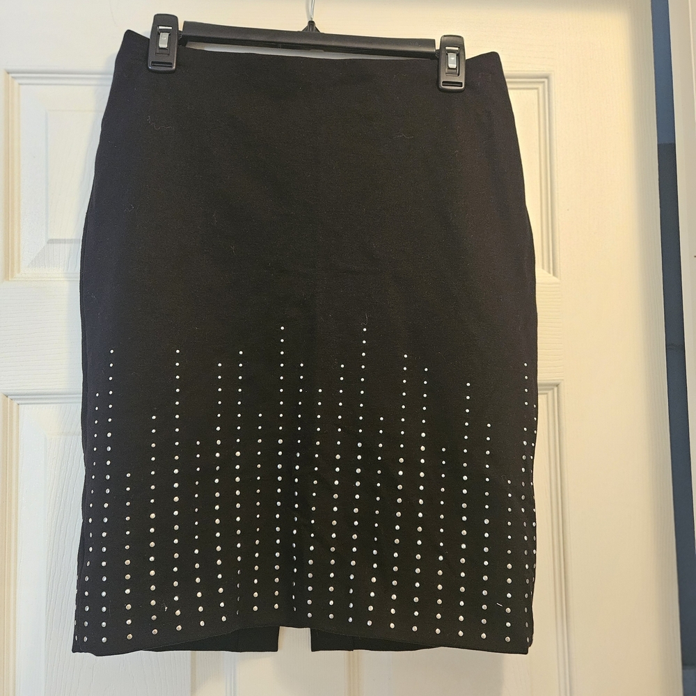 White House Black Market Black Studded Pencil Skirt